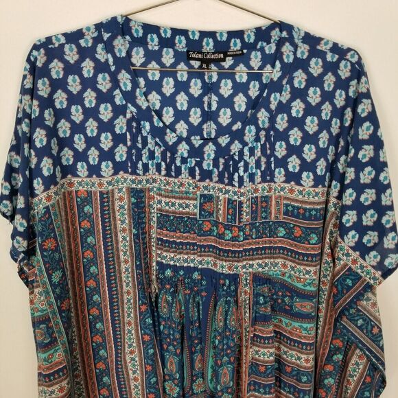 Tolani Collection Women  Kaftan Tunic Size XL  Modal Paisley Boho Resort Top - Picture 2 of 6